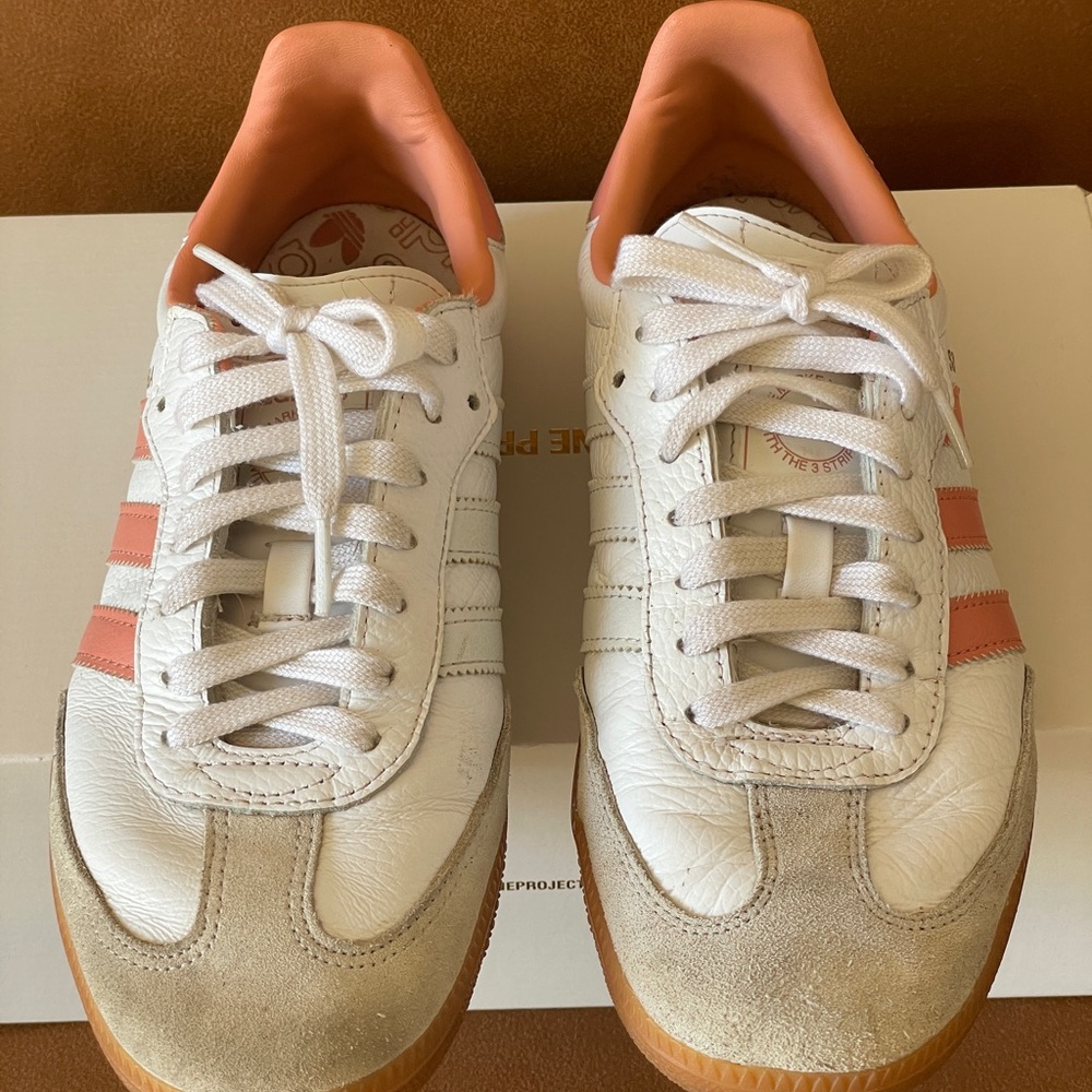 Adidas Samba White and Coral Sneakers - Picture 4 of 8